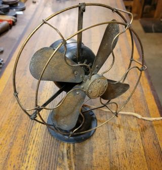Rare Antique Ge General Electric Fan Vintage Desk Fan Patent 1895 Brass/steel ☆