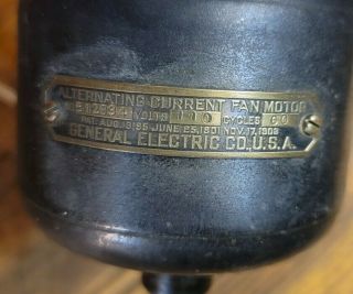 RARE Antique GE General Electric Fan Vintage Desk Fan PATENT 1895 Brass/Steel ☆ 2