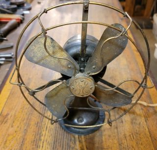 RARE Antique GE General Electric Fan Vintage Desk Fan PATENT 1895 Brass/Steel ☆ 3