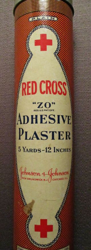 Vintage Medical Advertising Big Tin - Johnson - Red Cross Adhesive Plaster - First Aid