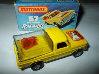 Matchbox Lesney Rolamatics 57 Wild Life Truck yellow,  SMOKE canopy MIB 2
