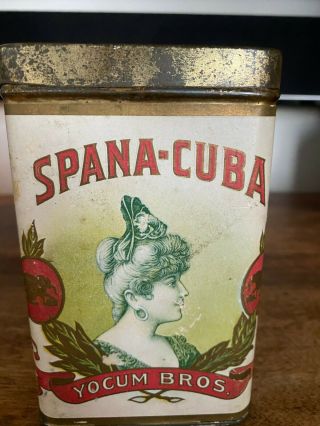 Vintage Spana Cuba Cigar Tobacco Tin Advertising Canister