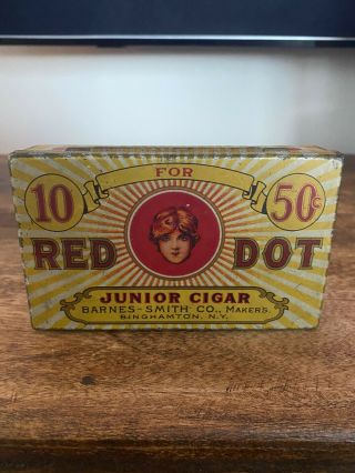 Vintage Red Dot Tobacco Pocket Tin Advertising Canister