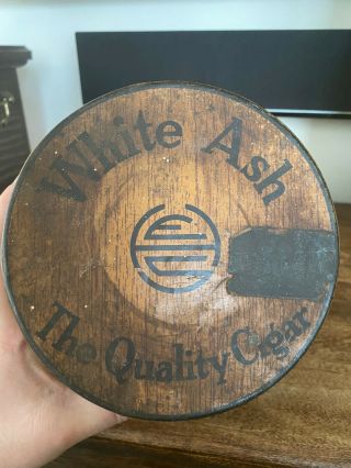 Vintage White Ash Cigar Tobacco Tin Advertising Canister 2