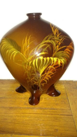 Large Antique Weller Louwelsa Four Footed Vase Signed L Mcgrath