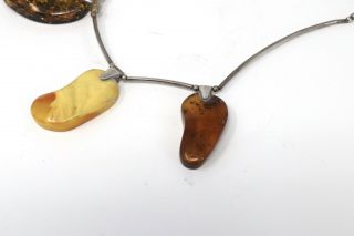A Large Heavy Vintage Sterling Silver 925 Amber Dropper Necklace 22609 2