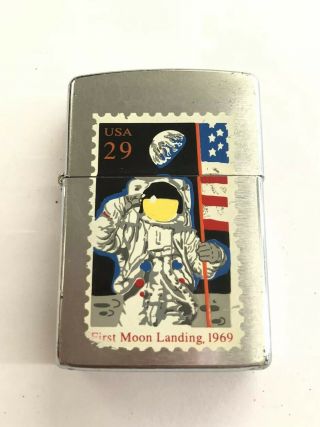 Zippo Lighter First Moon Landing 1969 Stamp Usa 29cents F - Xiv Bradford,  Pa