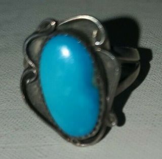 Vintage Old Pawn Native American Navajo Sterling Silver W/ Turquoise Ring Size 6