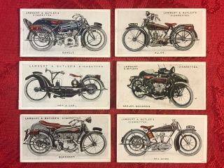 1923 Lambert & Butler 6 Card Subset - Motorcycles - Tobacco Cards - Very Scarce - Ex,
