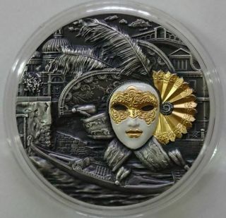 Niue 2019 $2 Venetian Mask Antique Ultra High Relief 2 Oz Silver Coin
