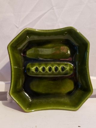 Vintage Treasure Craft 7004 Usa Green Glazed Ceramic Ashtray Mid - Century Modern
