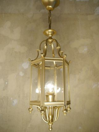 Hanging Lantern Gold Bronze Fine Mat Chandelier Lamp Foyer Brass Lustre Old
