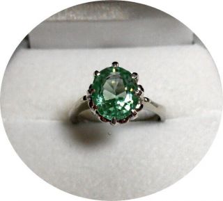 Natural " Montana " Green Sapphire Ring 3.  10ct Vintage 14k W.  Gold Filigree Mtg.