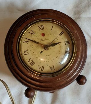 Antique Vintage Telechron Mahogany Alarm Clock 1940 
