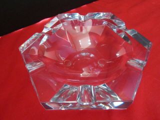 Vintage riedel clear glass ashtray.  heavy crystal.  hexagon.  5.  5 