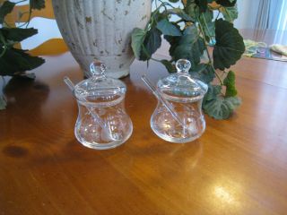 2 Vintage Princess House Heritage Jelly Jars With Lids & Spoons