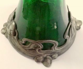 Fabulous WMF Secessionist Art Nouveau Claret Jug: Maiden Heads: Green Glass 3