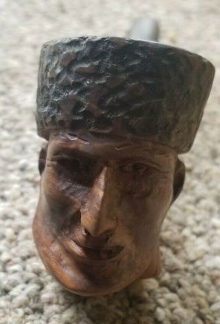 Vintage Real Briar Hand Made Wood Smoking Pipe Man Face