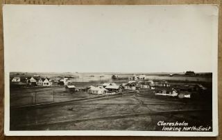 Vintage Canadian Rppc General View Of Houses Claresholm Alberta Canada