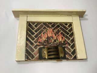Vintage Handmade Wooden Dolls House Fireplace Triang
