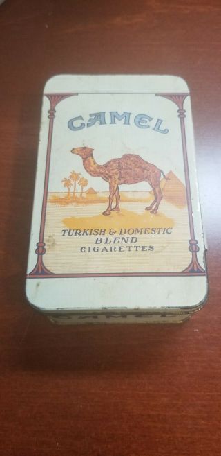 Vintage Camel Cigarette Turkish & Domestic Blend Tin Box Case Tobacciana