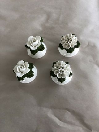 Vintage Set Of Four Aynsley Salt & Pepper Floral Porcelain Petite Shakers - Euc