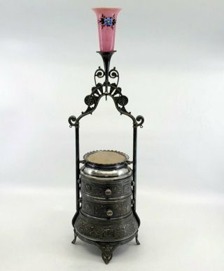 Rare Victorian Reed & Barton Aesthetic Silver Plate Jewelry Casket Watch Stand