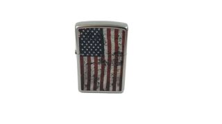 Vintage 1998 Zippo Distressed American Flag Cigarette Lighter C14 Code U7