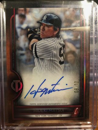 Hideki Matsui 2020 Topps Tribute Auto /10 Red Parallel On Card Autograph Ny