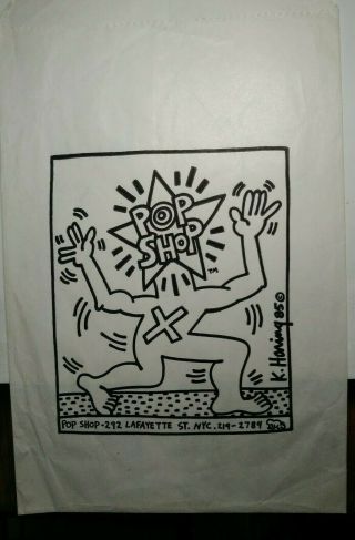 Keith Haring Vintage Paper Bag From Pop Shop Nyc