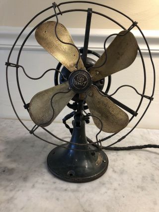 Antique General Electric Fan Ge Whiz Vintage 9” Brass Blade Unrestored Usa