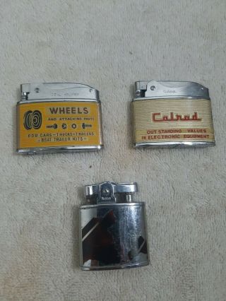 3 Vintage Cigarette Lighters - 2 Modern & 1 Ideal Adliter - Calrad,  Southern N.  O.