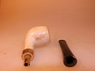 African Block Meerschaum Smooth Pipe Apple 60’s Ebonite Rubber Stem 6 mm Filter 2