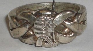 Vintage Egyptian King Tut Four Band Sterling Silver Puzzle Ring Size 9