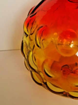 VINTAGE MID CENTURY BLENKO HANDCRAFT RED YELLOW BOBBLE GLASS DECANTER 7 