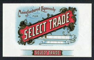Old Select Trade Cigar Label - Gold Trim,  White Ribbon