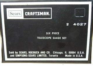 CRAFTSMAN TELESCOPING GAGE SET 9 4027 USA Vintage Sears Machinist Tool 2