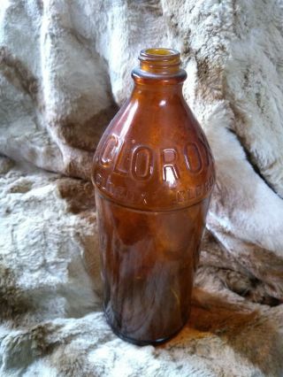 Vintage Clorox 16oz Amber Glass Bottle Antique Brown No Cap 8 " Tall