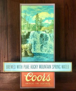 Antique Vintage Coors Beer Waterfall Motion Lighted Sign With Box