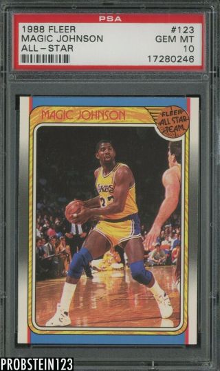 1988 Fleer Setbreak All - Star 123 Magic Johnson Los Angeles Lakers Hof Psa 10