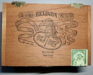 Vintage 1996 Belinda Empty Wooden 25 Cigar Box Spanish Honduras