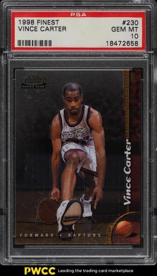 1998 Finest Basketball Vince Carter Rookie Rc 230 Psa 10 Gem