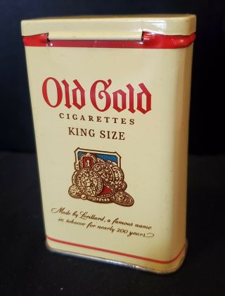Vintage OLD GOLD King Size Cigarette Box Tobacco Tin - Flip Top 3