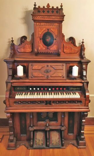 Miller Antique Pump Organ W/ Gothic Cross & Other Goth Appointments