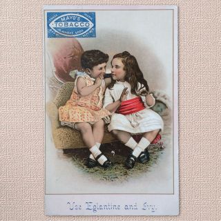 C1880 Chromolithograph Trade Card 2 Girls Telling Secrets - Mayo 