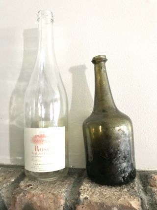 Stunning,  Rare 1700s Antique 1/2 - Size Shipwreck English Long - Neck Mallet Bottle
