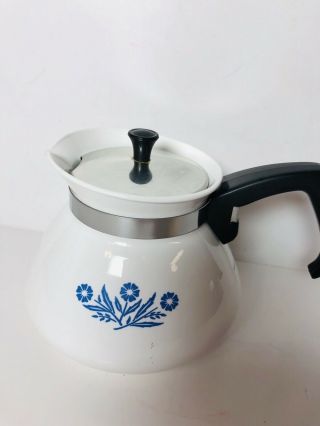 Vintage Corning Ware Blue Cornflower Coffee Tea pot with lid - 6 cup 2