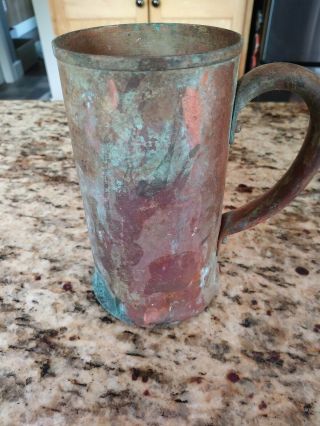 Unique Antique Vintage Copper Mug Cup Handmade Metalware Folk Art