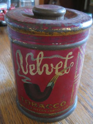Vintage Velvet Tobacco Tin - - - Empty - - - Estate Find