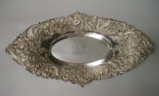 Old Gorham 16 " Sterling Silver Repousse 524m Bread / Serving Tray